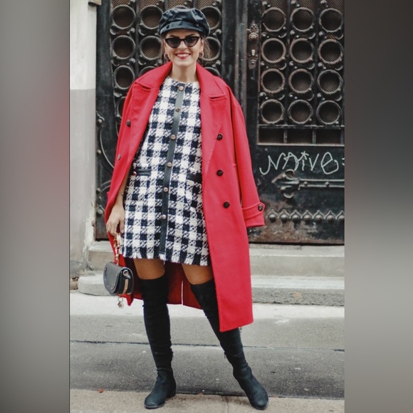 Zara TRF Black White Tweed Check Mini Dress NWT Size Small - Picture 2 of 15